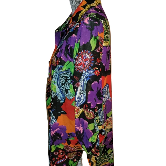 Vincente' sheer button down long blouse. - Picture 3 of 7